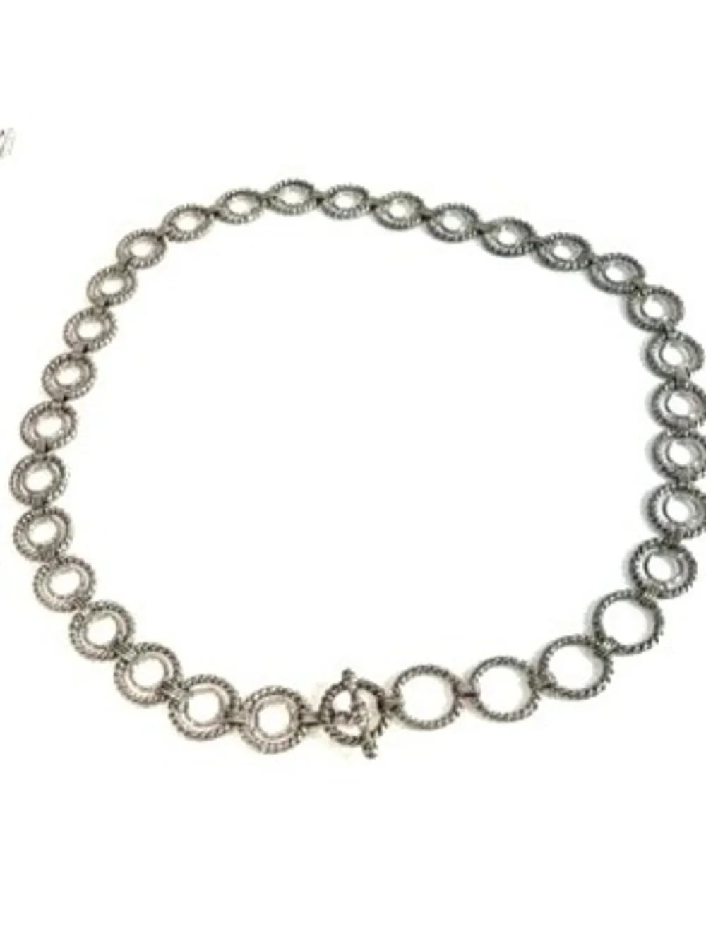 Vintage Y2K Silver Textured O-Ring Chain Belt | Boho Etched Circle Link Hip Belt